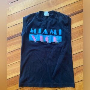 Miami vice vintage 1984 logo black sleeveless top kids Medium